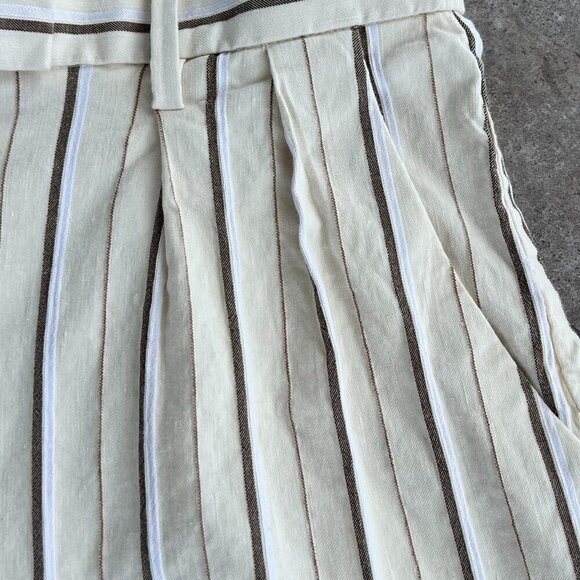 Banana Republic Alva Linen Cotton Wide Leg High Waist Pant Size 14 White Striped - Picture 9 of 15